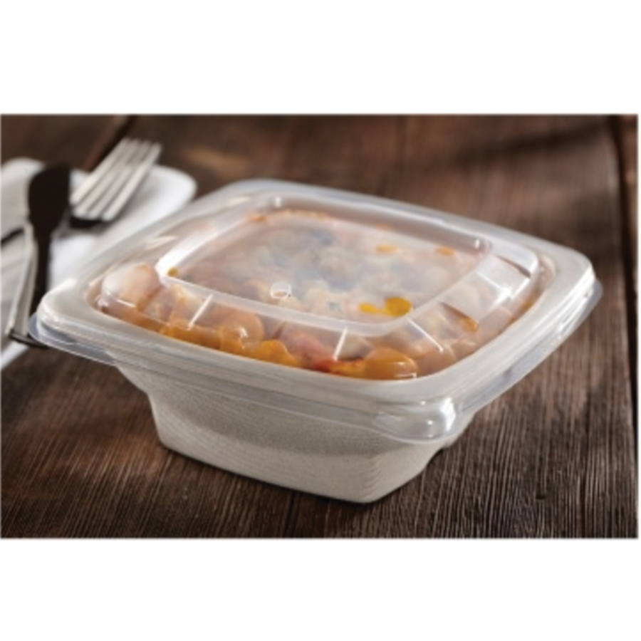 Clear Polypropylene Square Lid For 24, 28, 32 Oz Pulp Bowls